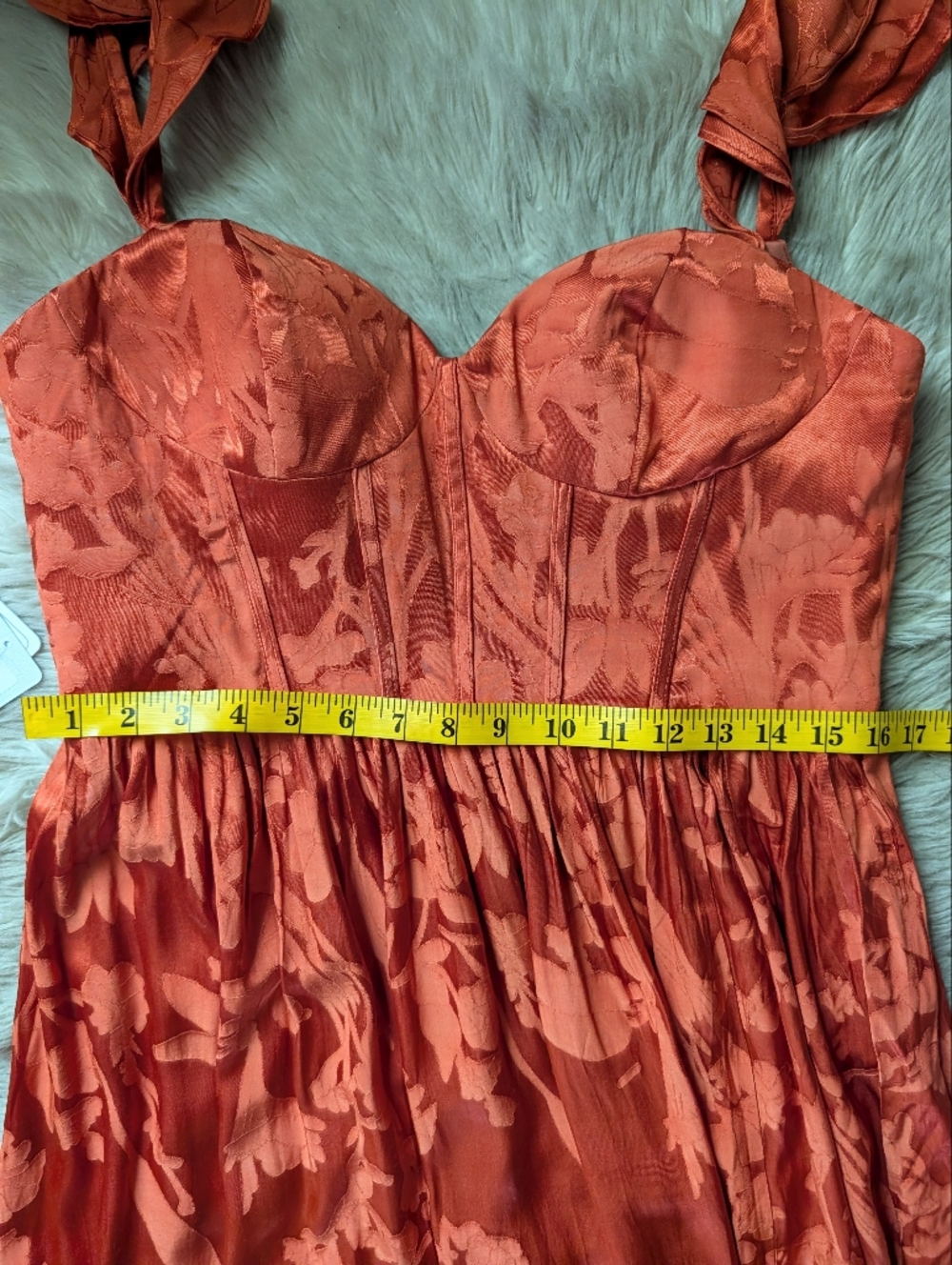 NWT Azazie Jianna Flutter Sleeves Maxi Dress in Rust - Picture 12 of 16